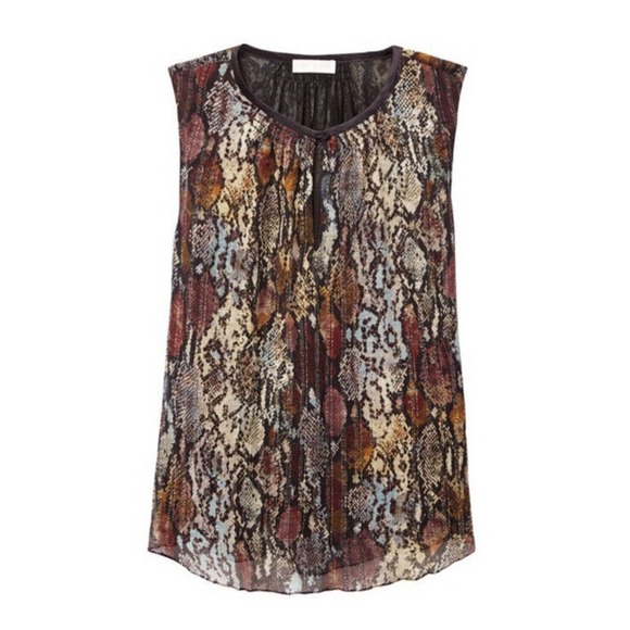REBECCA TAYLOR Sleeveless Snake-Print Metallic Top $145 Women Size 2 - Picture 1 of 8